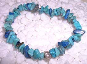 turquoise,lapis,and silver bead bracelet