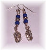 Silver and blue bead earrings
