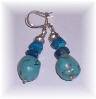 Silver earrings with large turquoise and small lapis lazuli beads