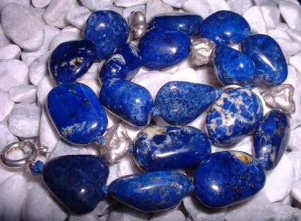 lapis lazoli and silver bead necklace